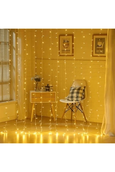 KUZGUN TİCARET 8 Fonksiyonlu 200 Led 10 Saçak Şerit Led 2x2 Perde İp Led (gün Işığı) Kuzgun Ticaret