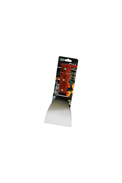 KUZGUN TİCARET EĞİK AĞIZLI METAL SPATULA - AHŞAP SAPLI (4767) - Kuzgun Ticaret