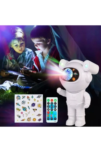 KUZGUN TİCARET Stickerlı ,kumandalı Astronot Model Gece Lambası Kuzgun Ticaret