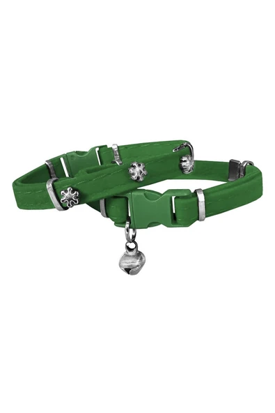 KUZGUN TİCARET Kadife Kedi Boyun Tasması Kar Taneli 20-32 cm Yeşil - 1
