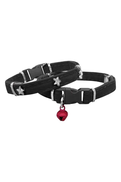 KUZGUN TİCARET Kadife Kedi Boyun Tasması Yıldızlı 20-32 cm Siyah