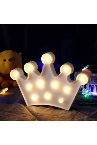 KUZGUN TİCARET 3d Dekoratif Pilli Kraliçe Tacı Model Led Masa Ve Gece Lambası Kuzgun Ticaret