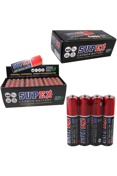 SUPEX R03 1.5 Volt Aaa Çinko Karbon Ince Kalem Pil (60LI PAKET KUMANDA PİLİ)