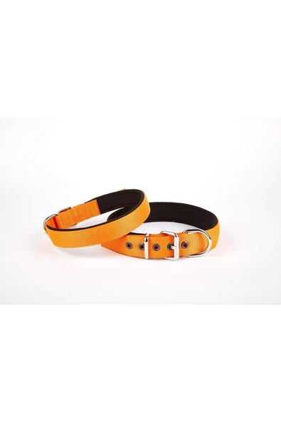 KUZGUN TİCARET Softlu Dokuma Köpek Tasması 2,5 cm x 50 cm Turuncu - 1