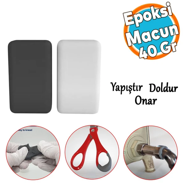Güçlü Epoksi Macun Yapıştırıcı Hamur Metal Plastik Seramik Çelik Yapıştır Doldurur Boyanabilir 40 Gr