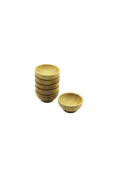 KUZGUN ONLİNE SHOP 6 PCS MİNİ=6CM AHŞAP BAMBU LOKUMLUK - ÇEREZLİK KASE (4767) - Lisinya