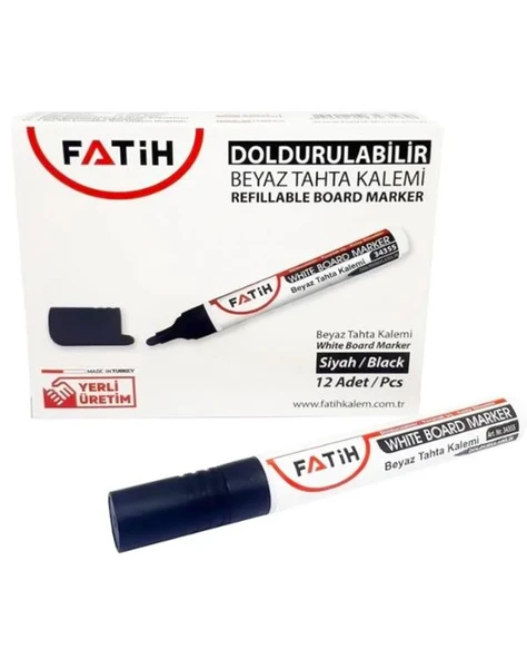 Fatih Doldurulabilir Beyaz Tahta Kalemi Siyah 12 Adet 34355
