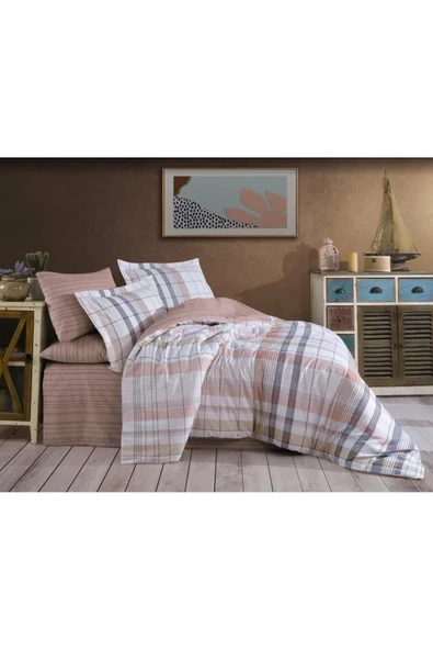KUZGUN ONLİNE SHOP Çift Kişilik Ranforce Nevresim Takımı Vivaldi Pudra