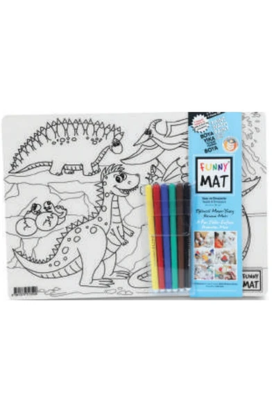 KUZGUN ONLİNE SHOP Funny Mat - Uzay Ve Dinozorlar 6'Lı Kalem Hediyeli 25 x 35 cm