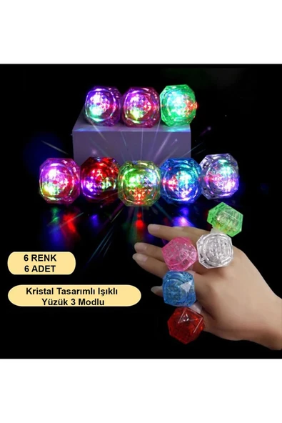 KUZGUN ONLİNE SHOP Kristal Led Parti Yüzük Seti (639lı) - Lisinya - 1
