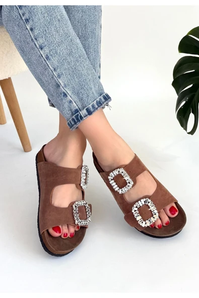 KUZGUN ONLİNE SHOP Taba Nubuk Terlik