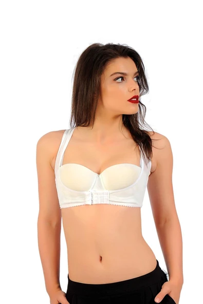 KUZGUN ONLİNE SHOP Beyaz Kadın Sırt Toparlayıcı Göğüs Dikleştirici Korse