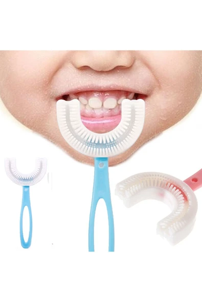 KUZGUN ONLİNE SHOP Silikon Çocuk Diş Fırçası Tartar Temizleyici (2-12 Yaş) - Mavi