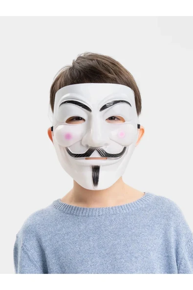 AVANTAJ KAPIDA Beyaz Renk Pembe Yanaklı Ithal V For Vendetta Maskesi