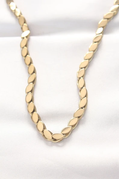 KUZGUN ONLİNE SHOP 316L Çelik Gold Renk Arpa Tasarımlı Kolye - Lisinya