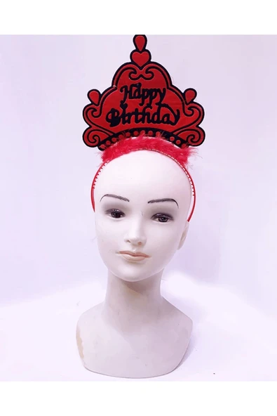 KUZGUN ONLİNE SHOP Happy Birthday Neon Kırmızı Renk Doğum Günü Tacı 24x15 Cm - Lisinya