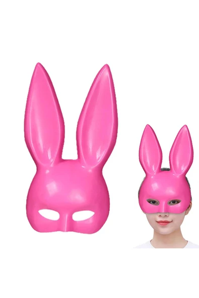 KUZGUN ONLİNE SHOP Pembe Renk Ekstra Lüks Uzun Tavşan Maskesi 35x16 cm (4767) - Lisinya