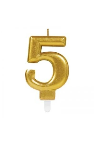 KUZGUN ONLİNE SHOP 5 Rakam Mum Gold Renk