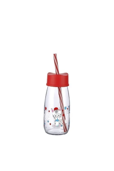 KUZGUN ONLİNE SHOP Pipetli Su Ve Süt Şişesi Cam 250 ML - Kırmızı