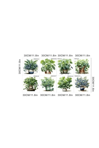 KUZGUN ONLİNE SHOP Pratik Saksılı Çiçek Tasarımlı 8li Sticker Mc-480a ( Lisinya )
