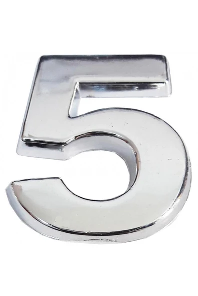 KUZGUN ONLİNE SHOP Cemax Krom Yapışkanlı 5 Rakamı 5 cm