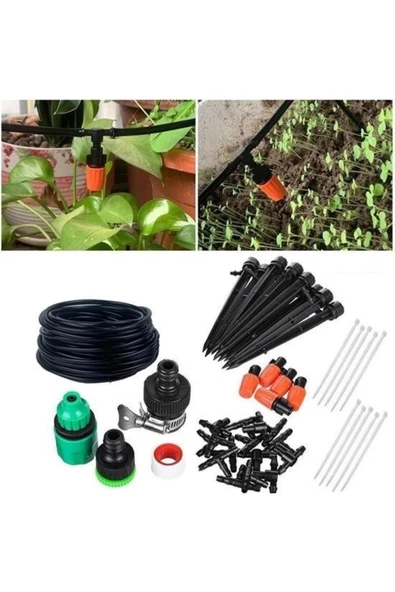 KUZGUN ONLİNE SHOP 10 Metre Bahçe Damlama Sulama Sistemi Seti Hortum Ve Ek Parçaları ( Lisinya )