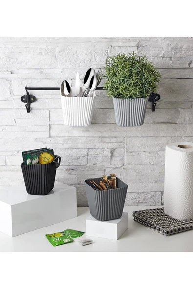 KUZGUN ONLİNE SHOP Duvara Asılan Çok Amaçlı Organizer - 2'li Saksı Set