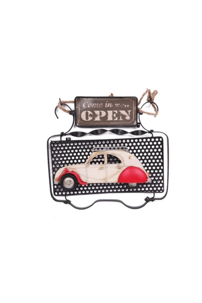 KUZGUN ONLİNE SHOP Vintage Tasarım Dekoratif Metal Kapı Yazısı Araba Dekorlu ( Lisinya )