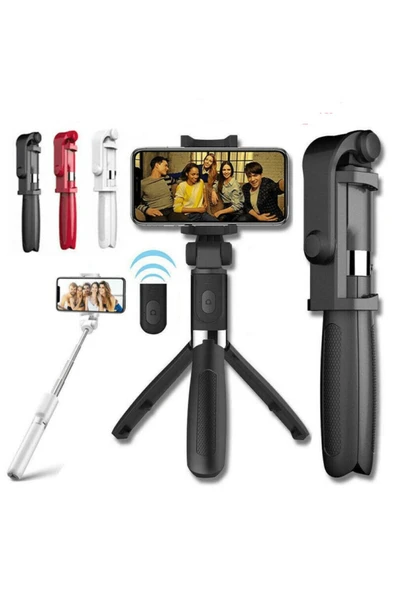 KUZGUN ONLİNE SHOP Selfie Stick L01 Bluetooth Kumandalı Selfie Çubuğu Tripod Monopod (4767) - Lisinya