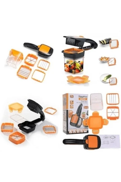 KUZGUN ONLİNE SHOP Quick 5 İn 1 Büyük Hazneli Pratik Hızlı Meyve Sebze Doğrayıcı Rende ( Lisinya )