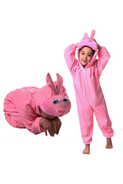 KUZGUN ONLİNE SHOP Çocuk Tavşan Kostümü Pembe Renk 2-3 Yaş 80 cm (4767) - Lisinya