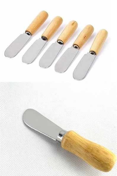 KUZGUN ONLİNE SHOP Tereyağı Bıçağı - Mini Spatula Ahşap Saplı 6 Adet