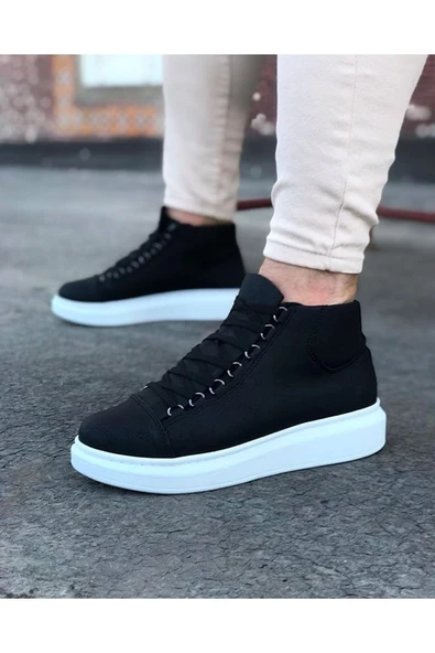 KUZGUN ONLİNE SHOP Siyah Bağcıklı Sneakers Yarım Bilek Bot