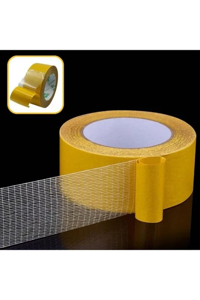 KUZGUN ONLİNE SHOP Fiber Örgülü Güçlendirilmiş Çift Taraflı Bant 4cm x 20 mt (4767) - Lisinya