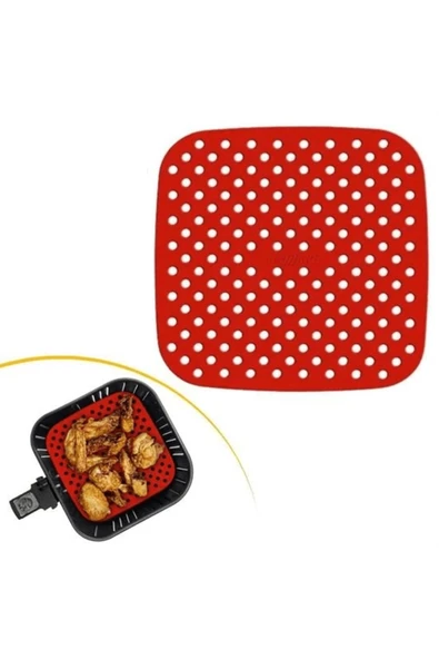 KUZGUN ONLİNE SHOP Renkli Isıya Dayanıklı Yıkanılabilir Silikon Fırın Ve Airfryer Kare Pişirme Matı 21,5 Cm ( Lisinya )