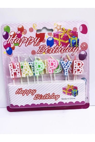 KUZGUN ONLİNE SHOP Happy Birthday Renkli Mum - Lisinya