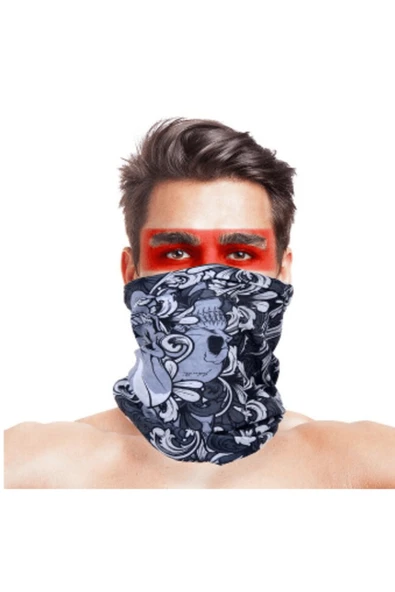 KUZGUN ONLİNE SHOP Baf Bandana Kafatası Yapraklı Maske (4767) - Lisinya