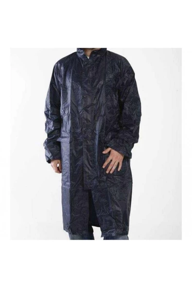 KUZGUN ONLİNE SHOP Kapüşonlu Lacivert PVC Yağmurluk XXL