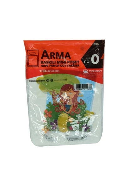 KUZGUN ONLİNE SHOP Arma Baskılı Mini Poşet Eczane Mağaza Dükkan Poşeti Karma Desen Renk 32X20 Cm 100 Adet No:0