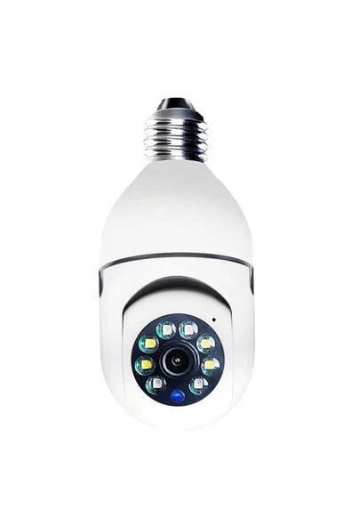 KUZGUN ONLİNE SHOP Kablosuz 360 Panoramik Ampul Kamera Gece Görüş Sesli Akıllı Hareket Algılayıcı ( Lisinya )