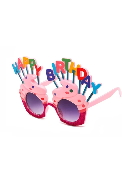 KUZGUN ONLİNE SHOP Happy Birthday Yazılı Pembe Fuşya Renk Parti Gözlüğü 12x7 cm (4767) - Lisinya
