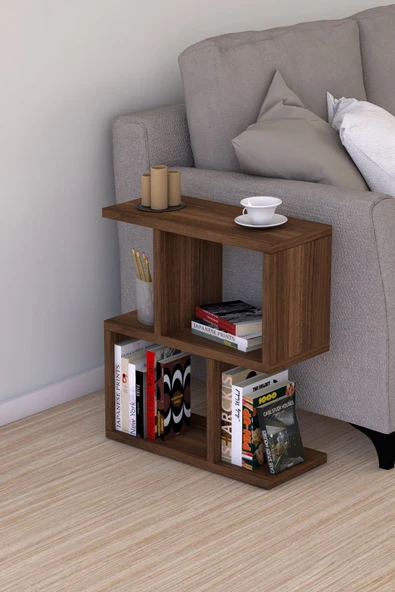 Kitaplıklı Yan Sehpa Ceviz ürün görseli 1