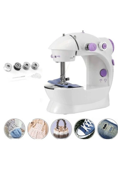 KUZGUN ONLİNE SHOP Dikiş Makinesi Sew Whiz Elektrikli Veya Pille Çalışabilen Çift Kademeli Işıklı Mini ( Lisinya )