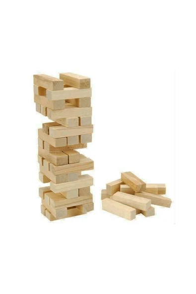 KUZGUN ONLİNE SHOP 54 PARÇA AHŞAP DENGE JENGA OYUNU (4767) - Lisinya
