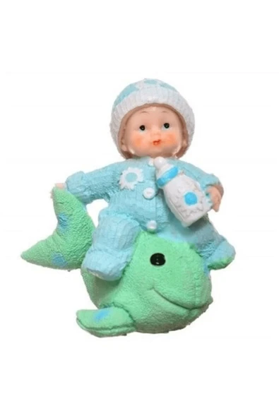 KUZGUN ONLİNE SHOP Decotown Hediyelik Sevimli Mavi Bebek Biblo Polyester Süs Eşyası ( Lisinya )
