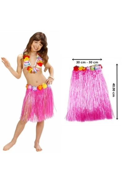 BORES Hawaii Hula Eteği Pembe Renk 40 cm (4767) - BRS3333-2607