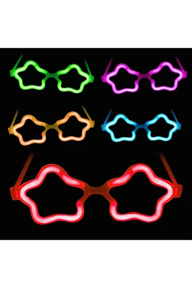 KUZGUN ONLİNE SHOP Yıldız Glow Gözlük - Yıldız Şekilli Glow Stick Gözlüğü - Glow Partisi Gözlük 12 Adet - 1