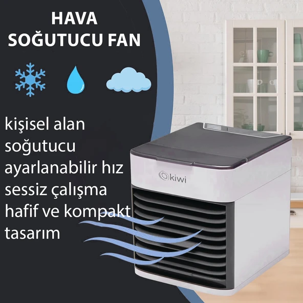 Kiwi KFAN-7613 3'ü 1 Arada Portatif Led Işıklı İyonizer Hava Soğutucu Nemlendirici ve Temizleyici - 4