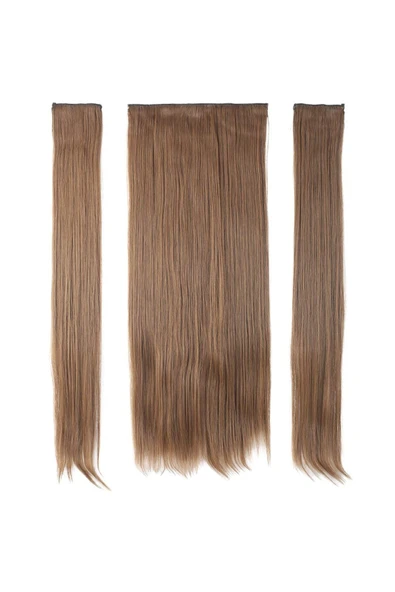 KUZGUN ONLİNE SHOP Fiber Sentetik Düz Yarım Ay + 2 Yan Çıt Çıt / Kumral