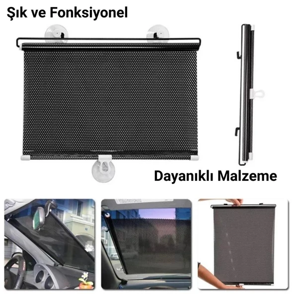 Coofbe Otomatik Mekanızmalı 40X60cm Araç Ön Cam Güneşlik Araç Karavan Ofis Güneşlik Perdesi Geri Çekilebilir Oto Ön Cam Güneşlik Branda - 4